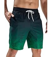 Arcweg Men's Long Swimming Trunks Board Shorts Printed Quick Drying Elastic Waistband Lightweight Strand