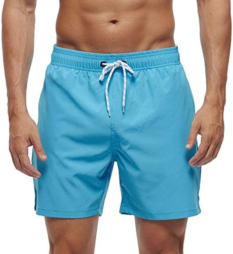 Arcweg Swimming Trunks for Men with Zip Pocket, Breathable, Water-Repellent, Swimming Shorts, Men's Training Shorts, Elasticated, Adjustable with Drawstring, Mesh Lining, lightblue, L