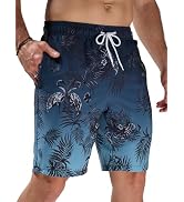 Arcweg Men's Long Swimming Trunks Board Shorts Printed Quick Drying Elastic Waistband Lightweight Strand