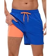 Arcweg Swimming Trunks for Men with Compression Liner 2 in 1 Breathable Swimming Shorts Men Elastic ...