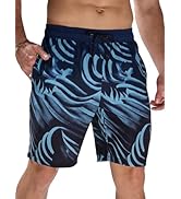 Arcweg Men's Long Swimming Trunks Board Shorts Printed Quick Drying Elastic Waistband Lightweight Strand