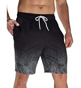 Arcweg Men's Long Swimming Trunks Board Shorts Printed Quick Drying Elastic Waistband Lightweight Strand
